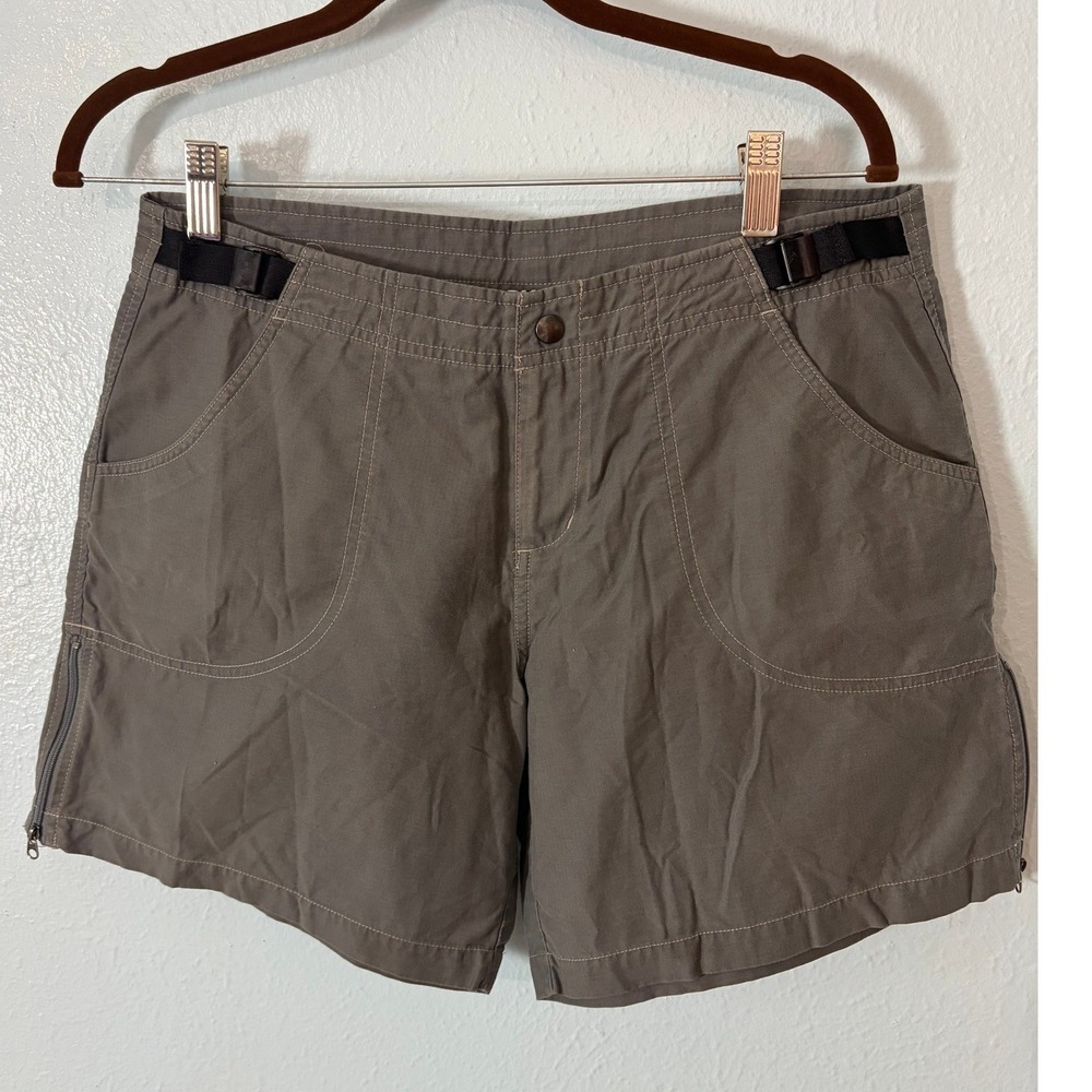 Kuhl Gray Brown Kuhldry Hiking Shorts Women M Adjustable Waist 6 Inseam Gorpcore